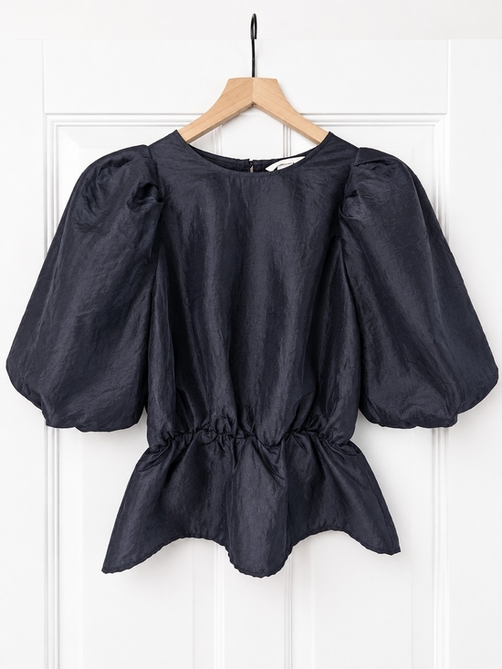 H&M Tops - H&M Black Puff Sleeve Peplum Blouse